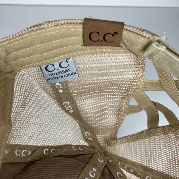 C.C. Pony Caps Women's Ponytail Hat Sunflower Patch Distresssed Style New - Picture 10 of 10